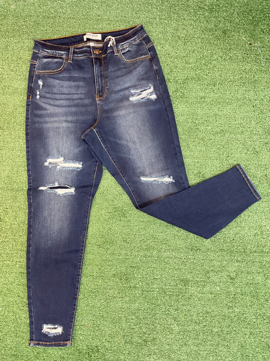 Mahón skinny wash rotos plus dark blue