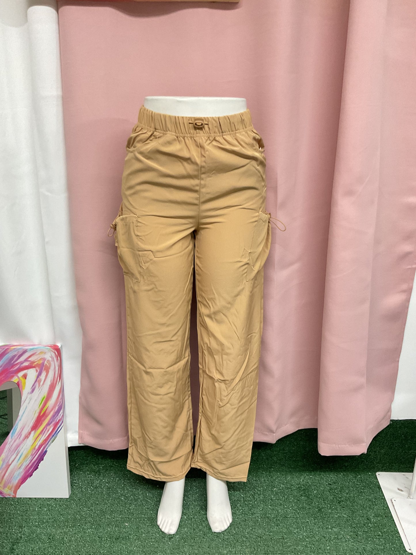 Pantalón cargo cintura elástica khaki/gris/negro/verde/navy