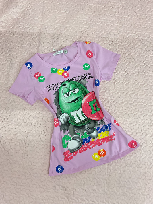 Camisa estampados  m&m rosa/negra