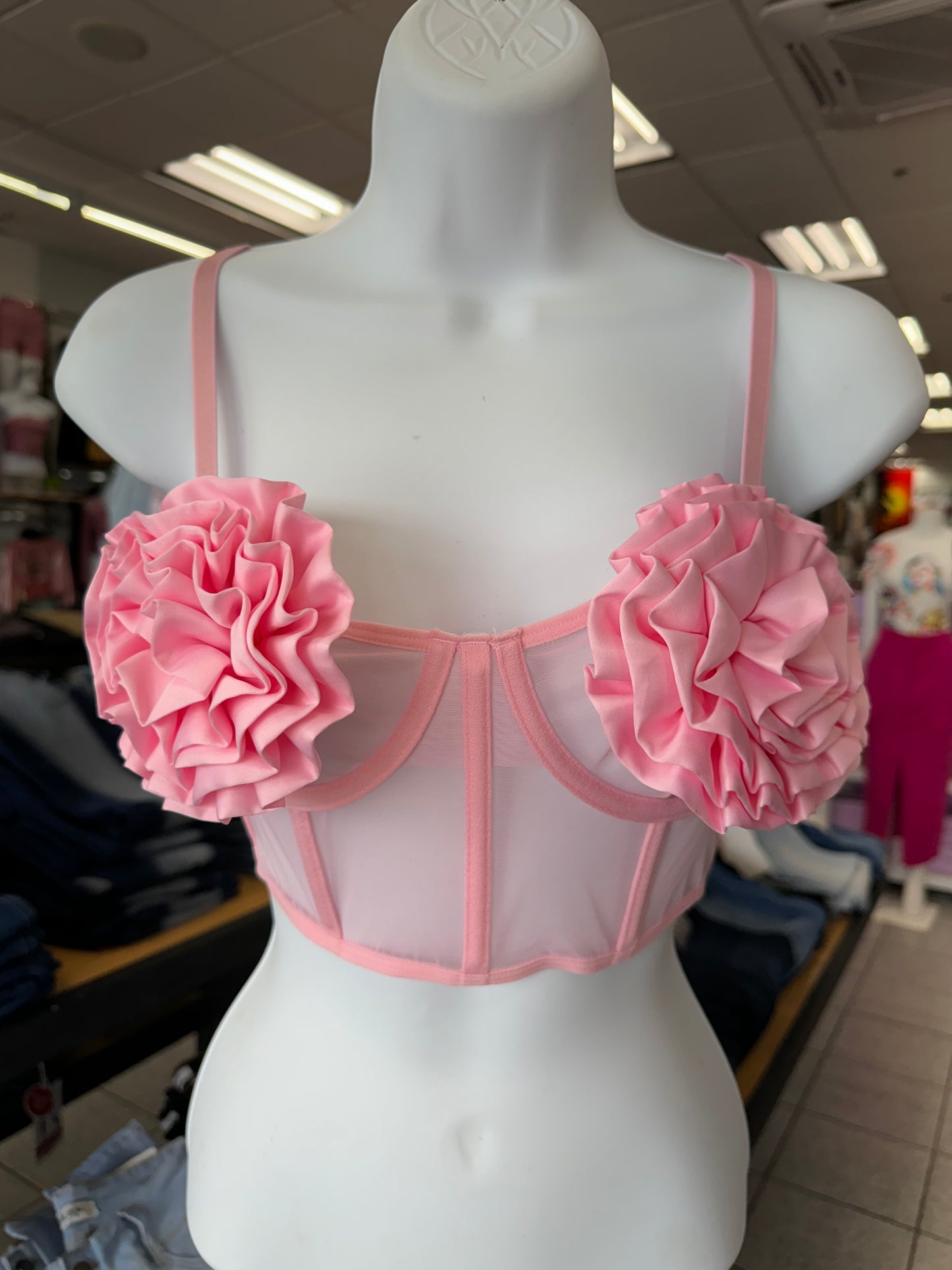 FF Corset flor busto transparente rosa/ blanco/negro