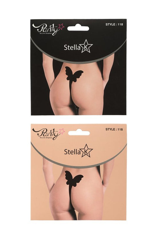 Tanga adhesiva mariposa reusable negro/ nude