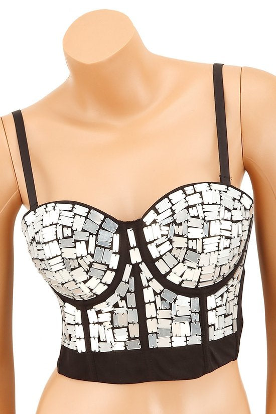 Bustier cristales plata/ rosa