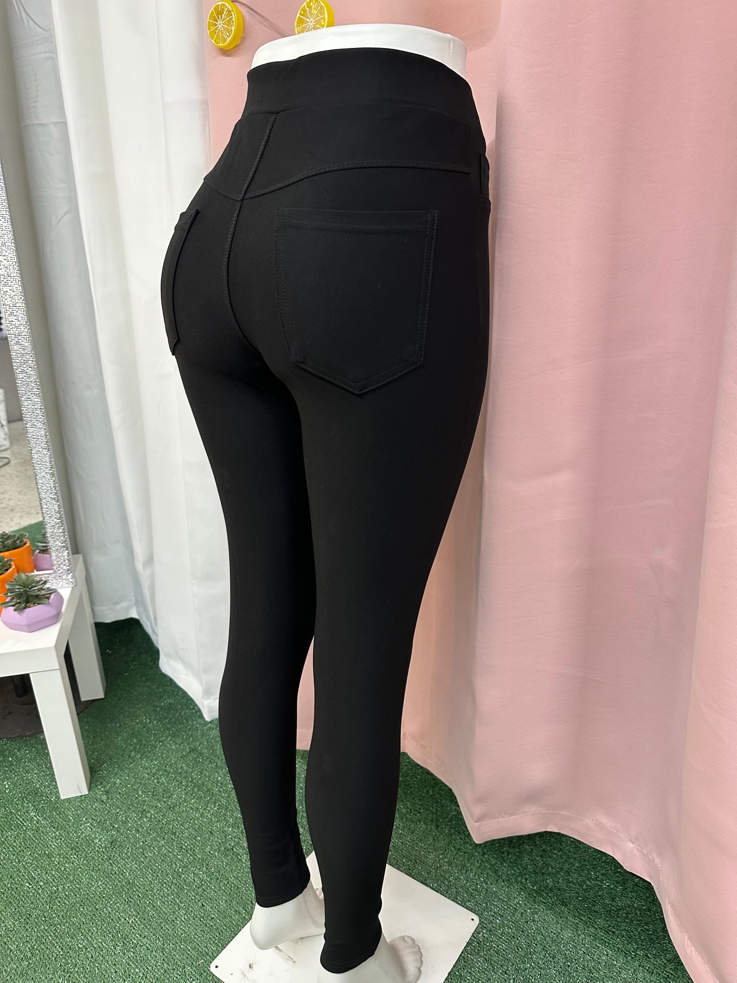 Pantalón oficina spandex negro bolsillos mz