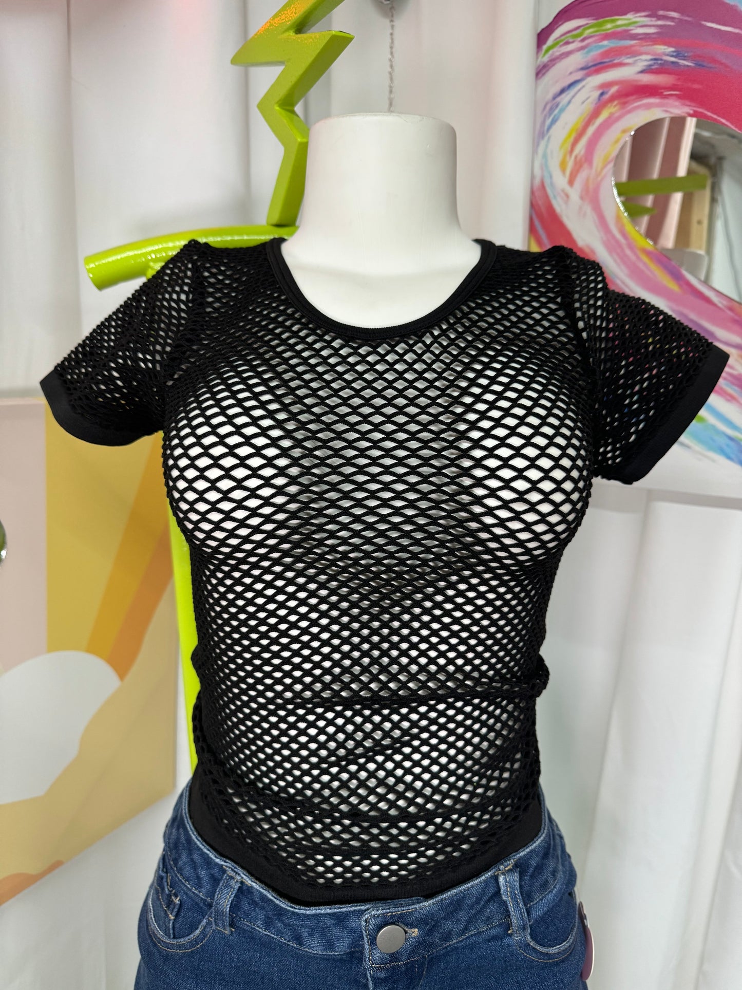 Camisa mesh blanco/negro/verde/futshia/naranja