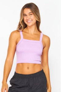 Crop top nylon violeta/ mostaza