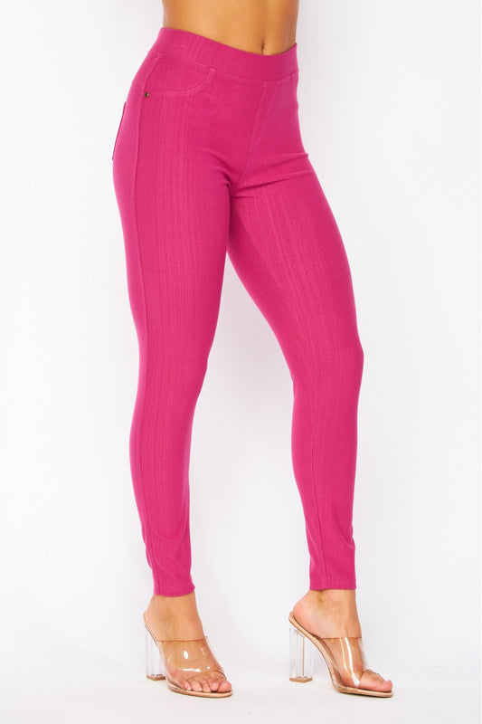 Pantalón skinny spandex one size rosa/verde/violeta/navy/crema/negro