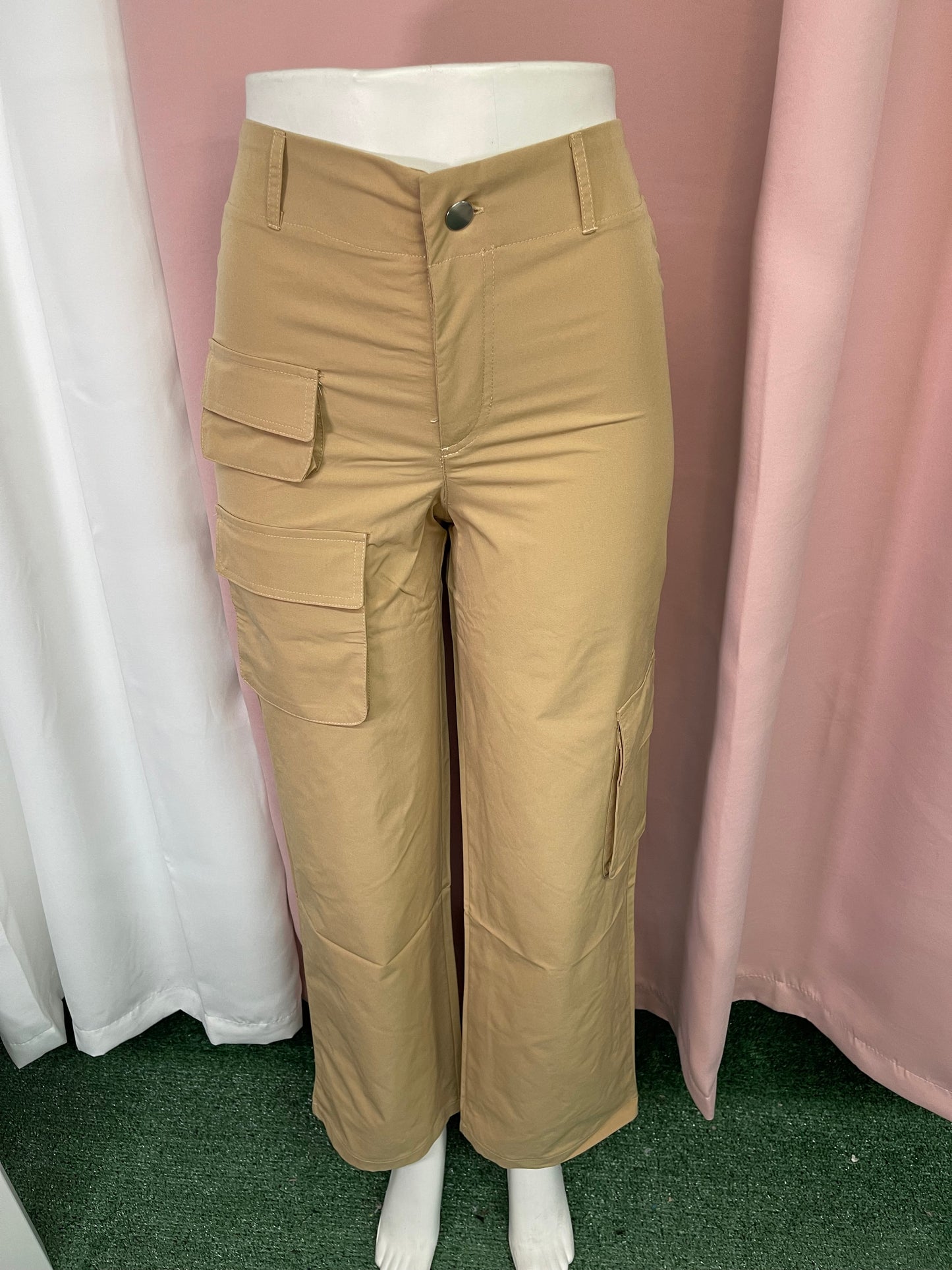 Cargo bolsillos verde/crema/caramel/negro