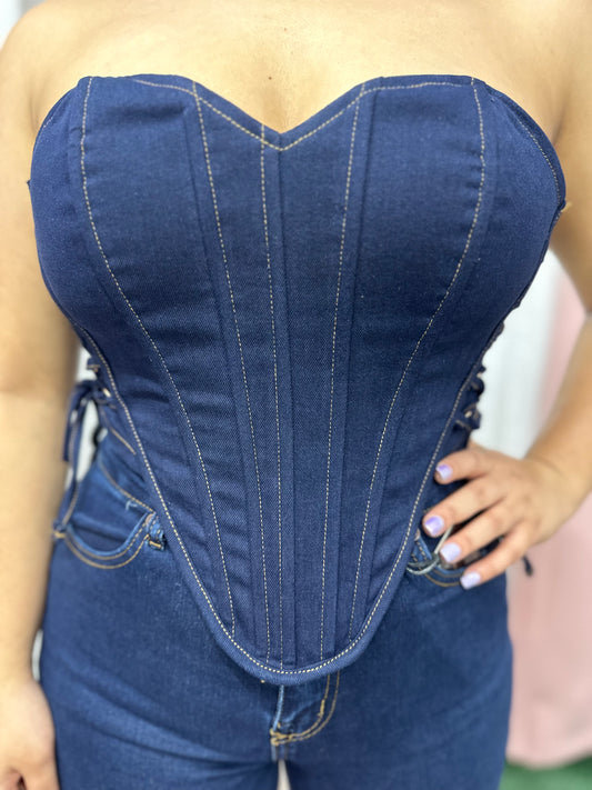 Corset dark blue mahón  tirantes