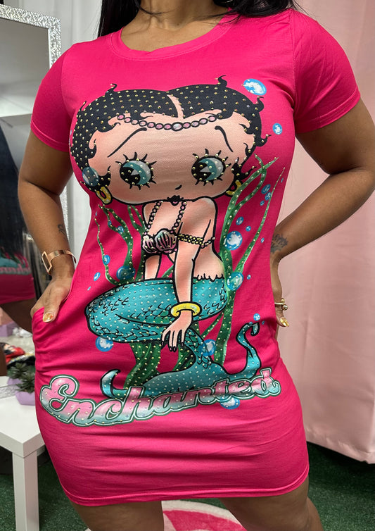 Traje casual Betty Boop rosa bolsillos rhinestones