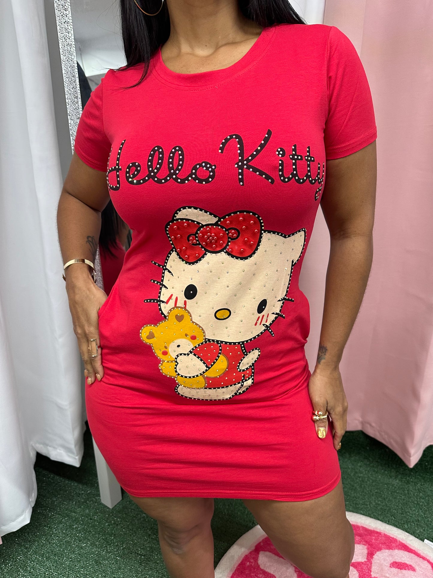 Traje casual Hello Kitty bolsillos rhinestones