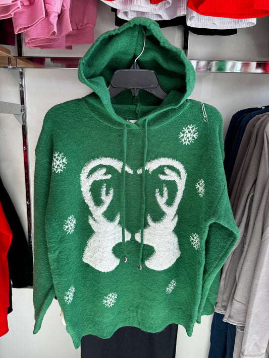 Ugly sweater capucha lana navidad venado diferentes diseños