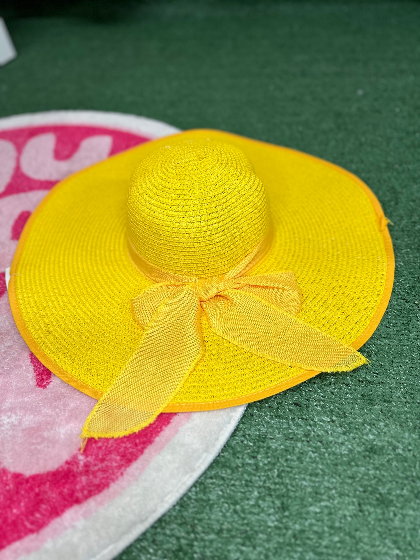 Sombrero de playa colores neon lazo naranja/ rosa/ azul/ amarillo