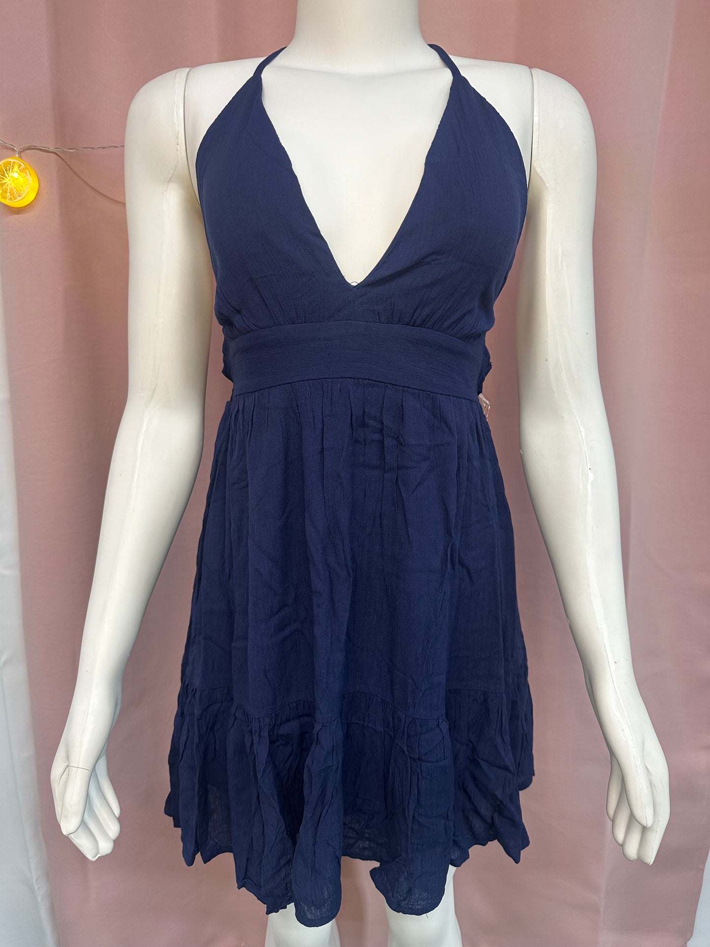 Traje de tiras hilo flare azul navy