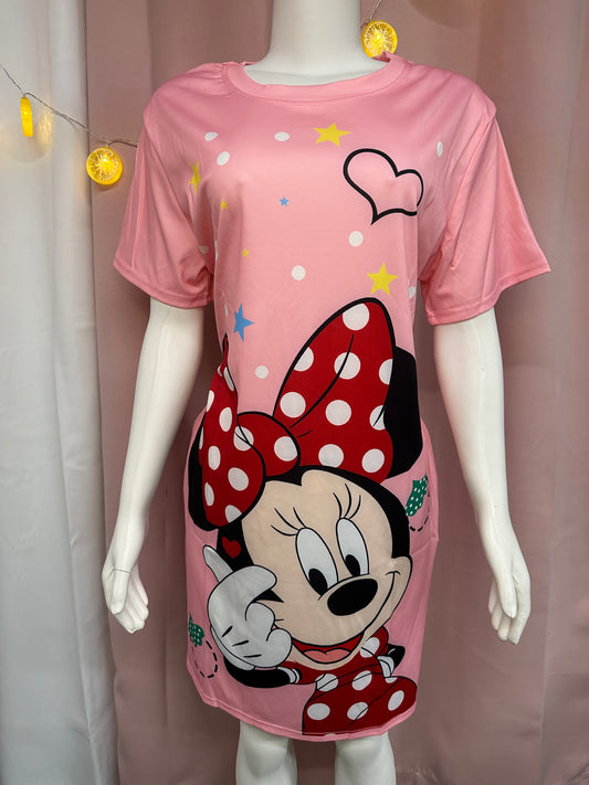 Traje casual plus Minnie bolsillos rosa