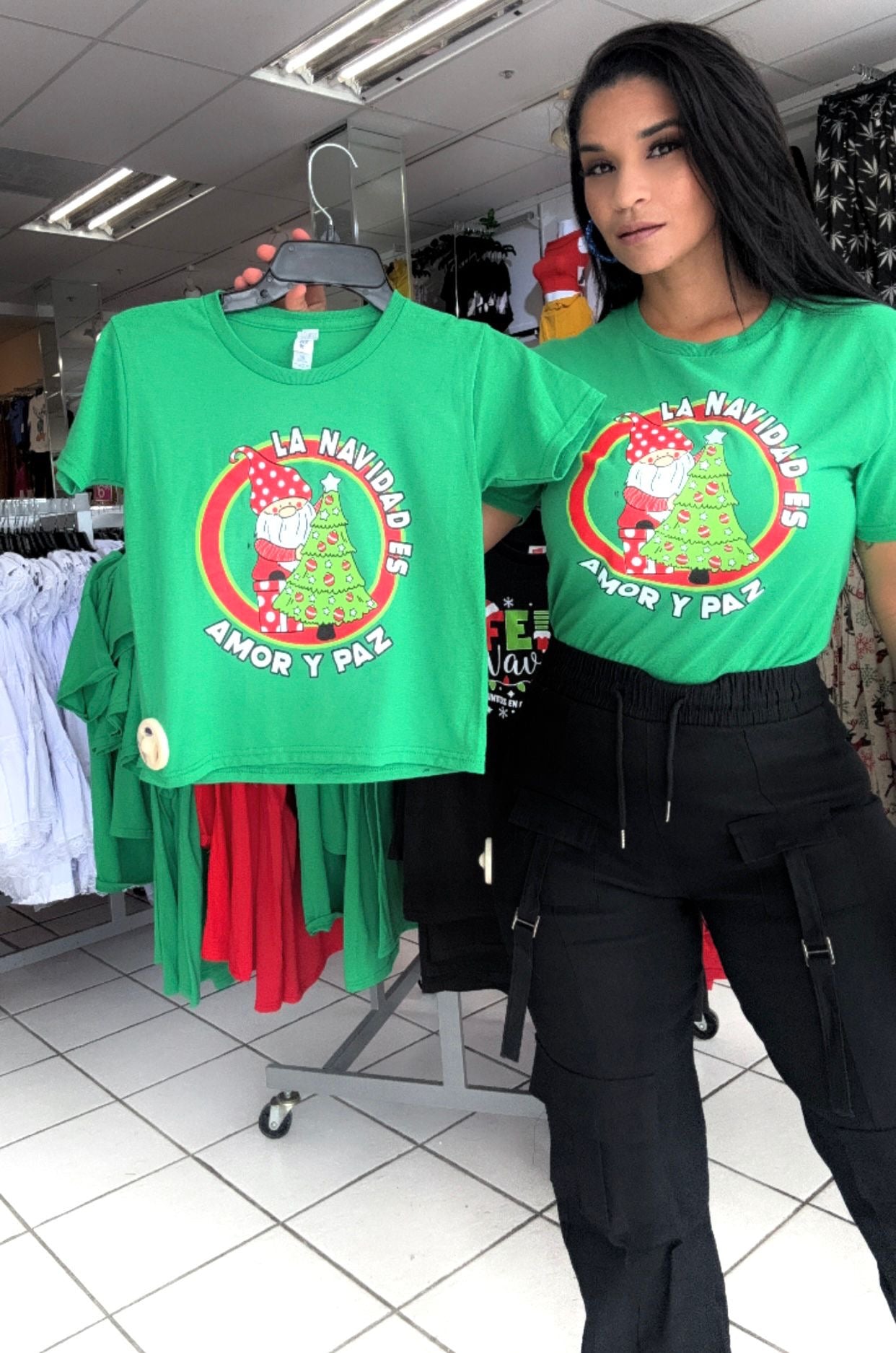 Camisa navidad amor y paz verde